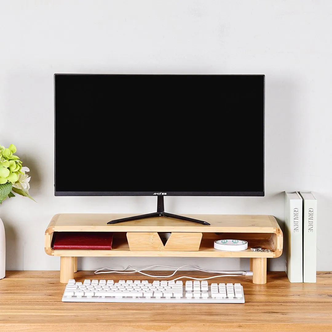 Solução curada: Suporte Base Bambu P/ Monitor, Mesa Apoio Melhorar Postura